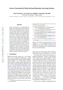 Answer Generation for Retrieval-based Question Answering Systems