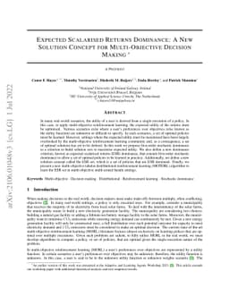 Expected Scalarised Returns Dominance: A New Solution Concept for
  Multi-Objective Decision Making