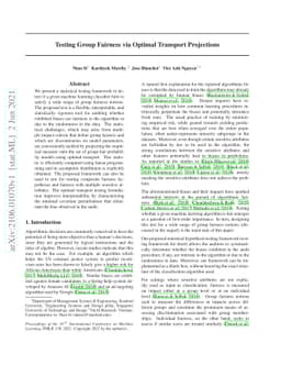 Testing Group Fairness via Optimal Transport Projections