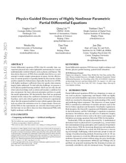 Physics-Guided Discovery of Highly Nonlinear Parametric Partial
  Differential Equations