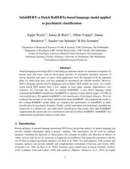 belabBERT: a Dutch RoBERTa-based language model applied to psychiatric
  classification