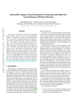 ImVoxelNet: Image to Voxels Projection for Monocular and Multi-View
  General-Purpose 3D Object Detection
