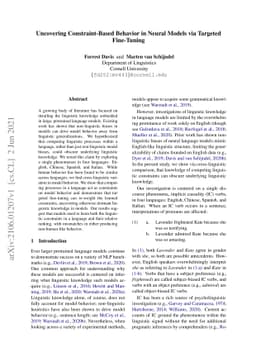 Uncovering Constraint-Based Behavior in Neural Models via Targeted
  Fine-Tuning