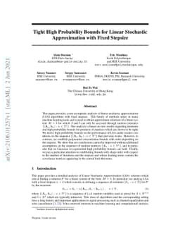 Tight High Probability Bounds for Linear Stochastic Approximation with
  Fixed Stepsize
