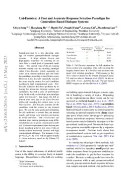 Uni-Encoder: A Fast and Accurate Response Selection Paradigm for
  Generation-Based Dialogue Systems
