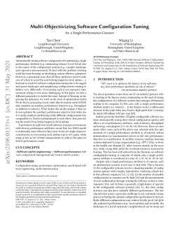 Multi-Objectivizing Software Configuration Tuning (for a single
  performance concern)