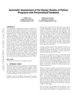 Automatic Assessment of the Design Quality of Python Programs with
  Personalized Feedback