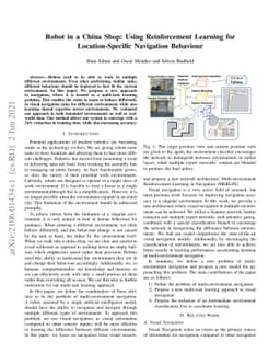 Robot in a China Shop: Using Reinforcement Learning for
  Location-Specific Navigation Behaviour