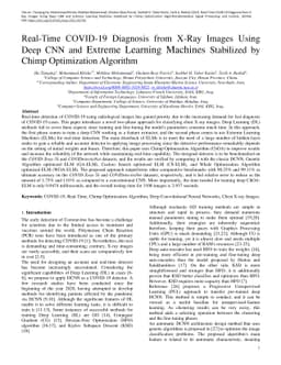 Real-Time COVID-19 Diagnosis from X-Ray Images Using Deep CNN and
  Extreme Learning Machines Stabilized by Chimp Optimization Algorithm