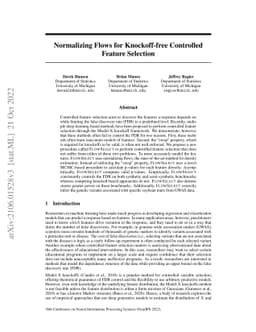 Normalizing Flows for Knockoff-free Controlled Feature Selection