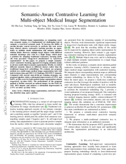 Semantic-Aware Contrastive Learning for Multi-object Medical Image
  Segmentation