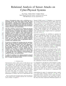 Relational Analysis of Sensor Attacks on Cyber-Physical Systems