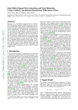 Joint Multi-Channel Dereverberation and Noise Reduction Using a Unified
  Convolutional Beamformer With Sparse Priors