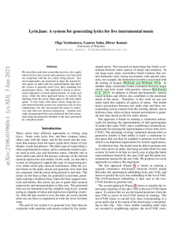 LyricJam: A system for generating lyrics for live instrumental music