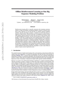 Offline Reinforcement Learning as One Big Sequence Modeling Problem