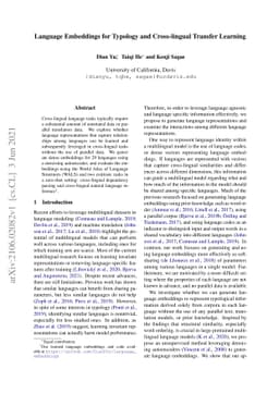Language Embeddings for Typology and Cross-lingual Transfer Learning