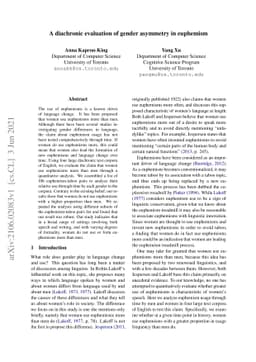 A diachronic evaluation of gender asymmetry in euphemism