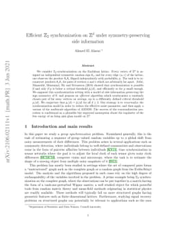 Efficient $\mathbb{Z}_2$ synchronization on $\mathbb{Z}^d$ under
  symmetry-preserving side information