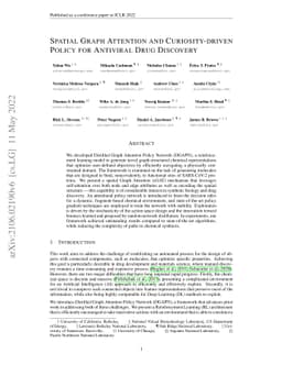 Spatial Graph Attention and Curiosity-driven Policy for Antiviral Drug
  Discovery