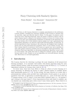Fuzzy Clustering with Similarity Queries
