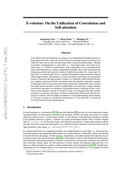 X-volution: On the unification of convolution and self-attention