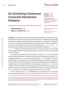On Classifying Continuous Constraint Satisfaction Problems