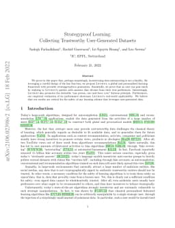 Strategyproof Learning: Building Trustworthy User-Generated Datasets