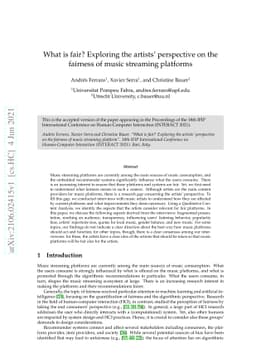 What is fair? Exploring the artists' perspective on the fairness of
  music streaming platforms