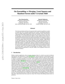 On Ensembling vs Merging: Least Squares and Random Forests under
  Covariate Shift