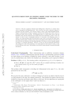 Quantum Reduction of Finding Short Code Vectors to the Decoding Problem