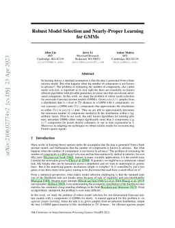 Robust Model Selection and Nearly-Proper Learning for GMMs