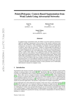 Points2Polygons: Context-Based Segmentation from Weak Labels Using
  Adversarial Networks