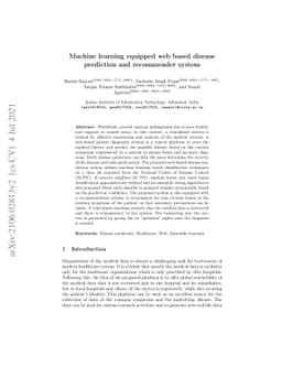 Machine learning equipped web based disease prediction and recommender
  system