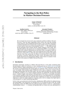 Navigating to the Best Policy in Markov Decision Processes