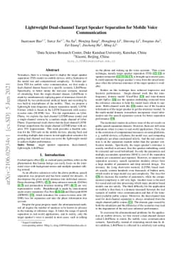 Lightweight Dual-channel Target Speaker Separation for Mobile Voice
  Communication