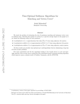 Time-Optimal Sublinear Algorithms for Matching and Vertex Cover