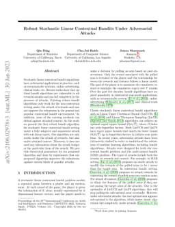 Robust Stochastic Linear Contextual Bandits Under Adversarial Attacks