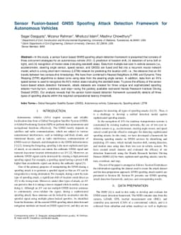 Sensor Fusion-based GNSS Spoofing Attack Detection Framework for
  Autonomous Vehicles
