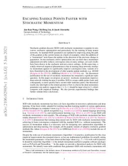 Escaping Saddle Points Faster with Stochastic Momentum