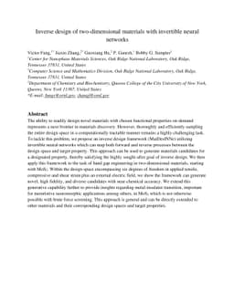 Inverse design of two-dimensional materials with invertible neural
  networks