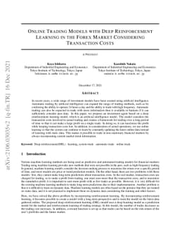 Online Trading Models with Deep Reinforcement Learning in the Forex
  Market Considering Transaction Costs