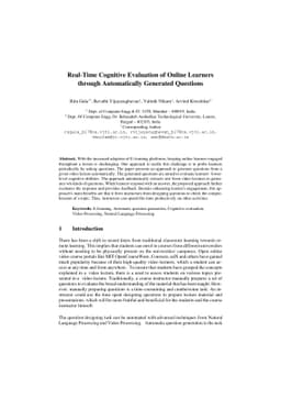 Real-Time Cognitive Evaluation of Online Learners through Automatically
  Generated Questions
