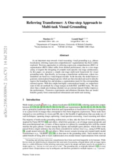Referring Transformer: A One-step Approach to Multi-task Visual
  Grounding