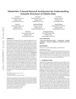 TabularNet: A Neural Network Architecture for Understanding Semantic
  Structures of Tabular Data