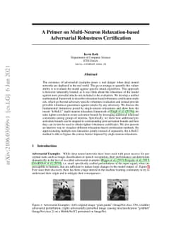 A Primer on Multi-Neuron Relaxation-based Adversarial Robustness
  Certification