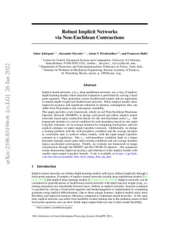 Robust Implicit Networks via Non-Euclidean Contractions
