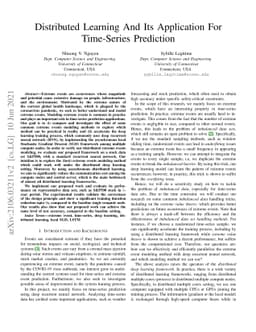Distributed Learning and its Application for Time-Series Prediction