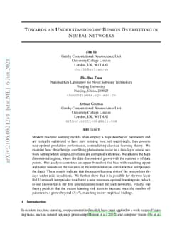 Towards an Understanding of Benign Overfitting in Neural Networks