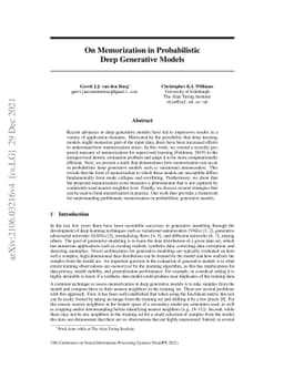 On Memorization in Probabilistic Deep Generative Models