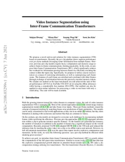 Video Instance Segmentation using Inter-Frame Communication Transformers